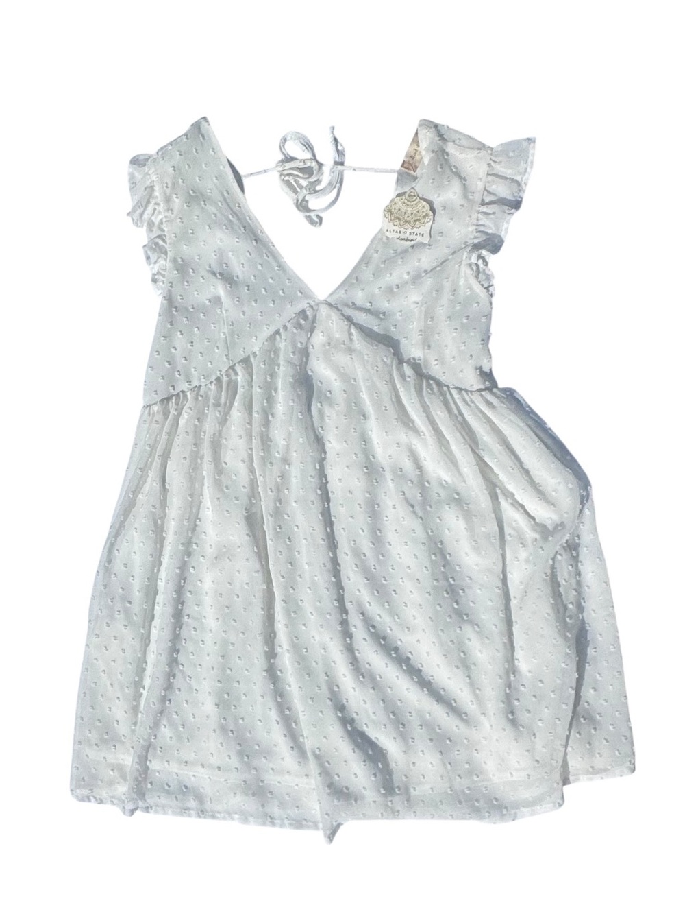 Altar'd State White Swiss Dot Tie-Back Sundress Sz L